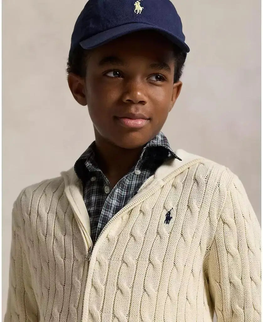 Boys Cable Cotton Hoodie